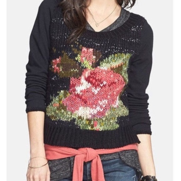 Free People Black Magic Rose Sweater 